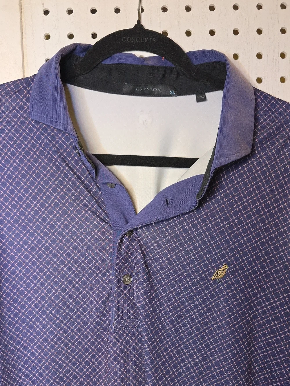 Greyson Navy Patterned Polo Shirt XL Performance - Picture 3 of 6